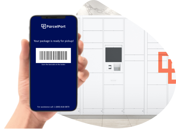 Smart locker with barcode on cell phone.