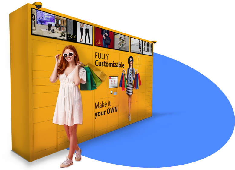 A ParcelPort Retail Locker with Woman